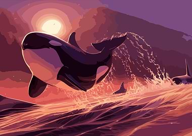 Orca Sunset Leap
