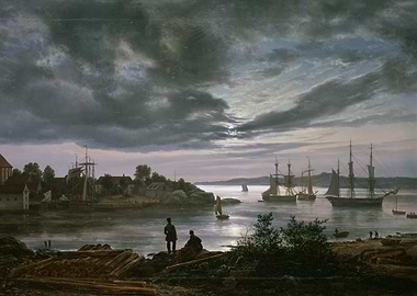 Larvik by Moonlight (1839)