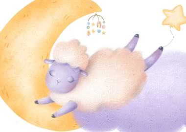 Sleeping Sheep on Moon