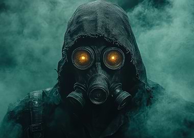 Gas Mask in Smoke