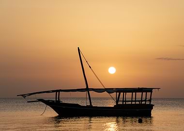Sunset Boat Silhouette