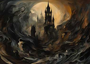 Gothic Castle in Clouds
