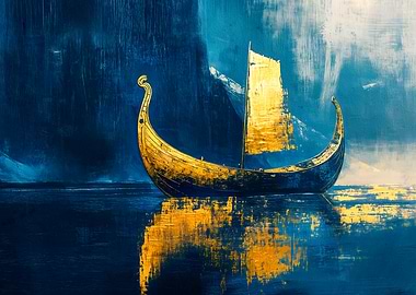 Golden Viking Ship