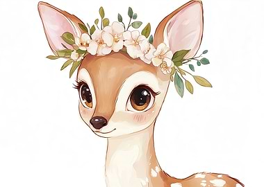Fawn with Floral Crown