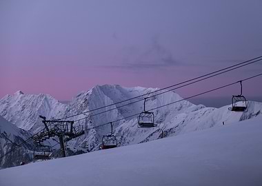 Snowy Mountain Ski Lift