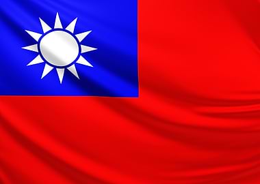 Taiwanese Flag, realistic flag of Taiwan