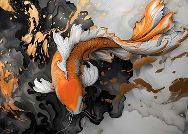 Koi Fish Abstract Art