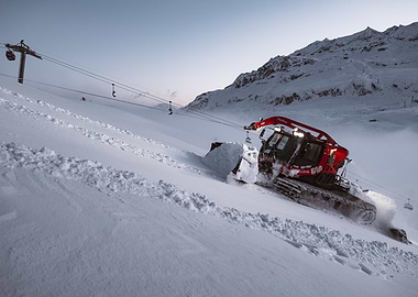 Snowcat Grooming Slopes