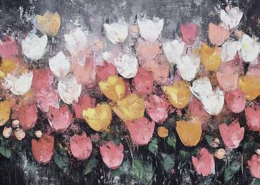 Colorful Tulip Field Painting