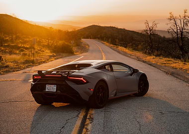 Lamborghini on Winding Road