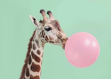 Giraffe Blowing Bubble