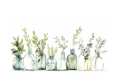 Green Greenery in Vases