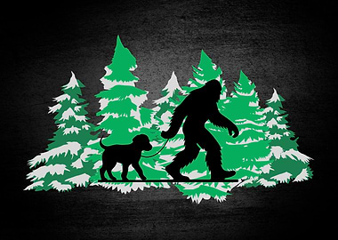 Bigfoot Walking A Dog