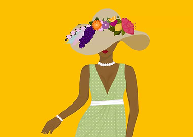 Royal Lady with Big Summer Floral and Fruity Hat