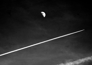 Huston Night Sky with Contrail