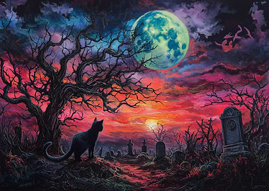 Black Cat Cemetery Sunset