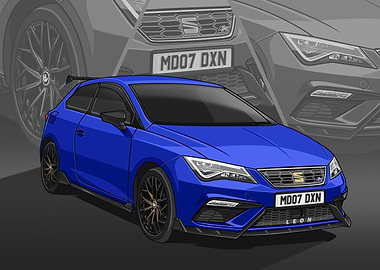 Blue SEAT Leon Cupra