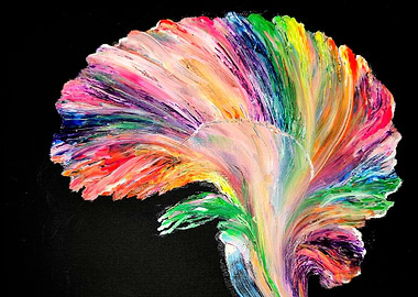 Rainbow Brain connectivity colorful Abstract Art