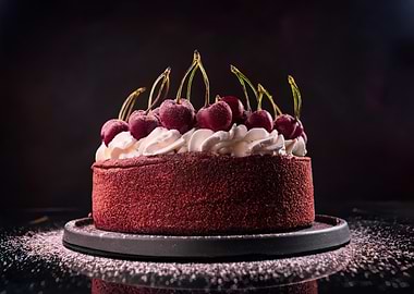 Red Velvet Cake with Cherries