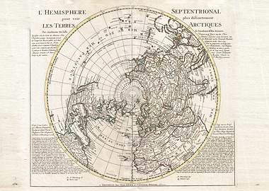 Antique Arctic Hemisphere Map