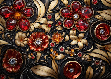Ornate Floral Design with Gems