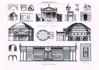 Vintage Roman Architecture Diagrams