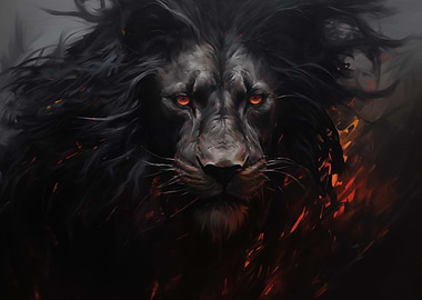 Fiery Black Lion