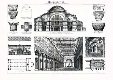 Vintage Hagia Sophia Architectural Drawings