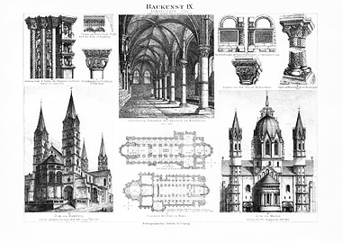 Vintage Architectural Drawings of a Church