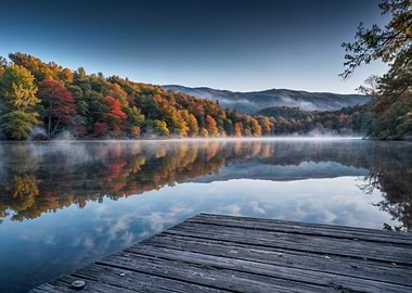 Misty Lake Autumn