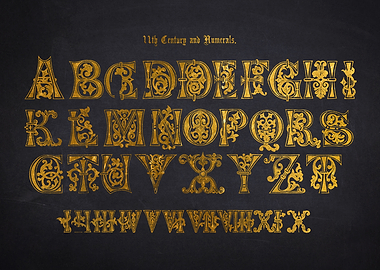 11th Century Gold Medieval Alphabet