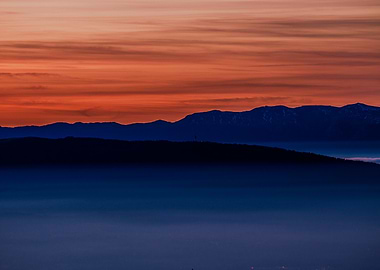 Mountain Silhouette at Sunset