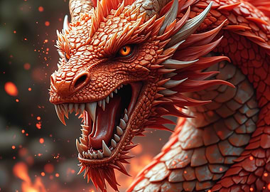 Fiery Red Dragon Portrait