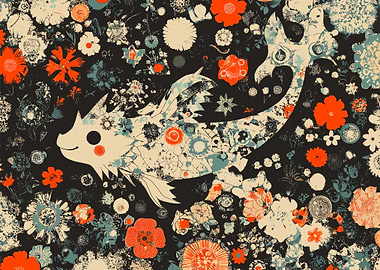 Floral Fish Illustration
