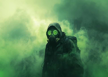 Gas Mask in Green Haze Stalker