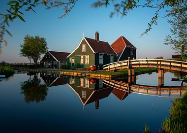 Dutch Canal House with Bridge