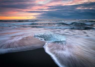 Iceberg on Black Sand Beach