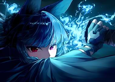 Girl with Blue Flame Sword