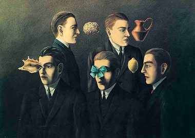 Rene Mgritte Surrealist Portrait with Objects