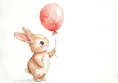 Cute Bunny with Balloon