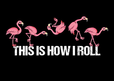 Flamingo Lover Kids How I Roll Funny Flamingo
