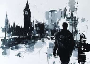 London Cityscape with Figure
