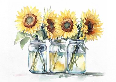 Sunflowers in Jars