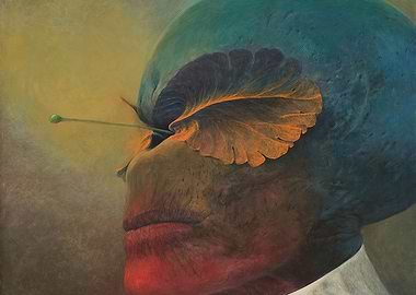 Alien Portrait with Leaf Zdzislaw Beksinsk