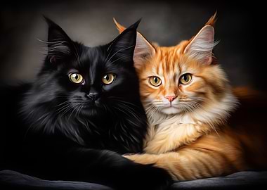 Maine Coon Black and Orange Cats