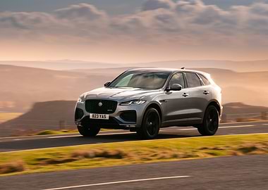 Silver Jaguar F-Pace on Road