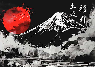 Mount Fuji Watercolor Art