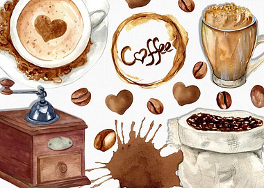 Coffee Watercolor Clipart