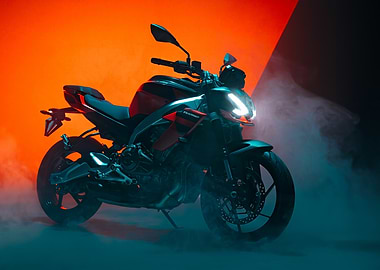 Black Motorcycle with Red Accents