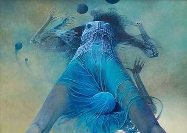 Surreal Woman in Blue by Zdzislaw Beksinsk